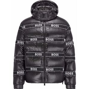 HUGO BOSS DOWN-FILLED JACKET WITH LOGO TRIMS AND DETACHABLE HOOD